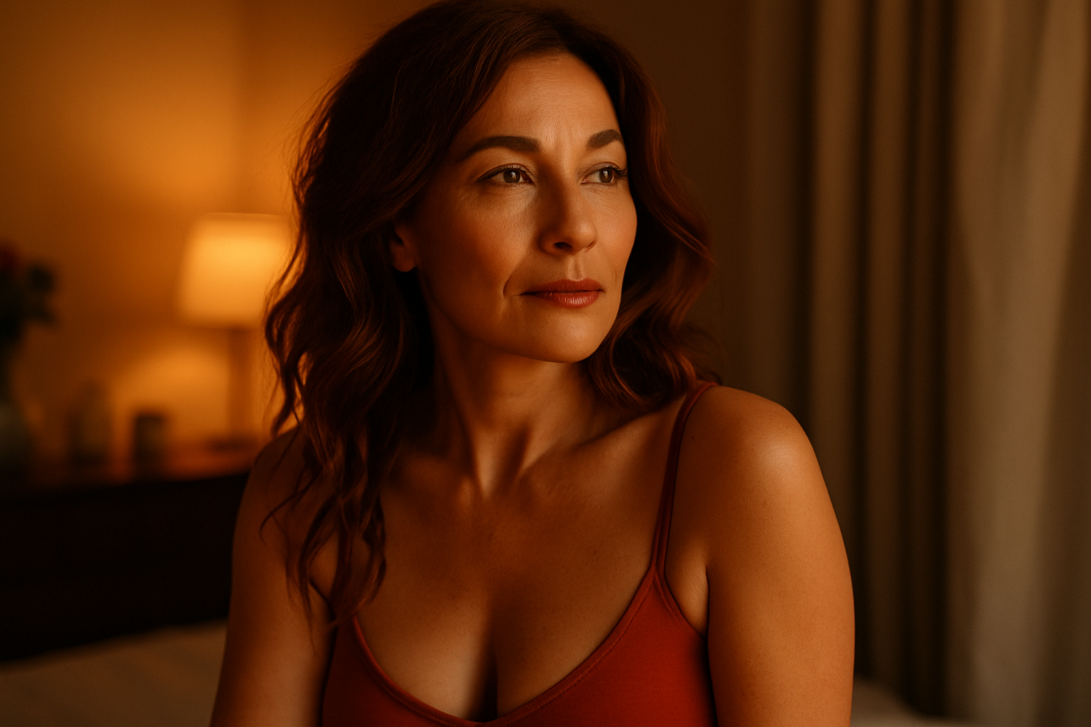 mujer madura habitacion calida